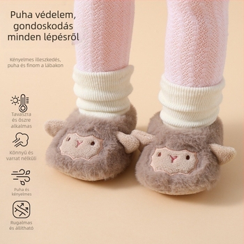 Új őszi-téli babacipő pamutból, 6–12 hónapos, uniszex, fleece béléssel és puha talppal