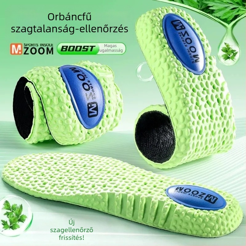 Légáteresztő teljes talpbetét – szagtalanító, PU+szövet, ütéscsillapítás, sportcipők, bőr és bakancs – Uniszex