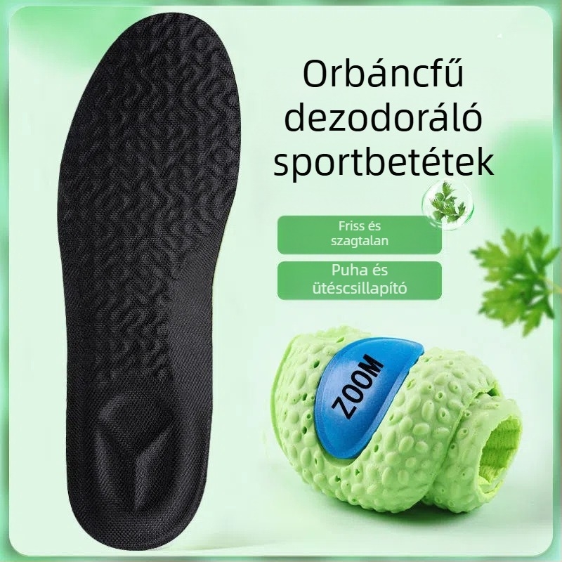 Légáteresztő teljes talpbetét – szagtalanító, PU+szövet, ütéscsillapítás, sportcipők, bőr és bakancs – Uniszex