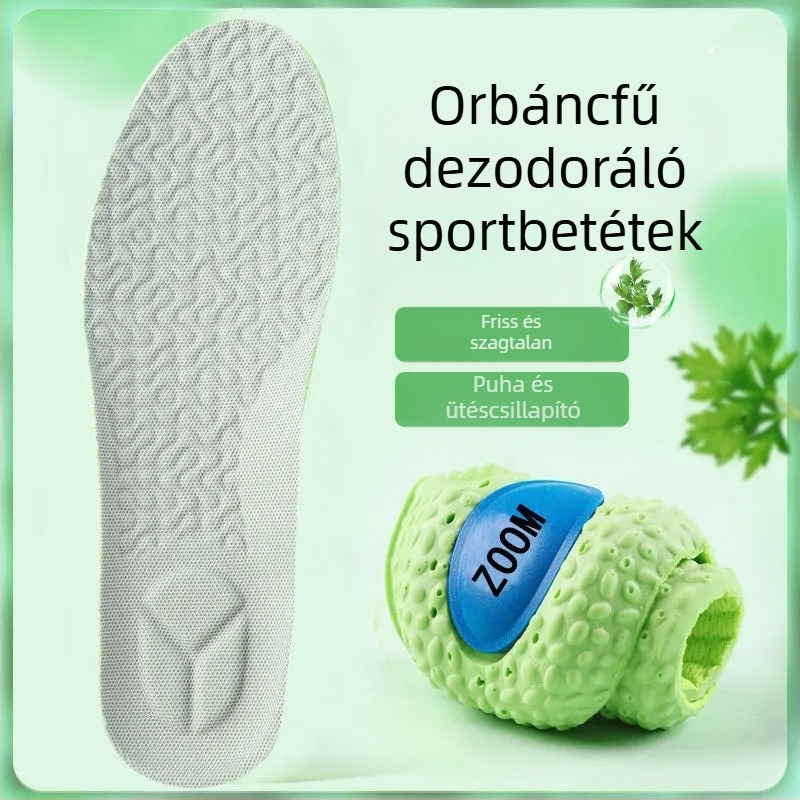 Légáteresztő teljes talpbetét – szagtalanító, PU+szövet, ütéscsillapítás, sportcipők, bőr és bakancs – Uniszex