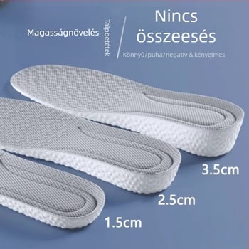 Magasságot növelő talpbetét – láthatatlan, lélegző, dezodoráló, PU anyag, uniszex