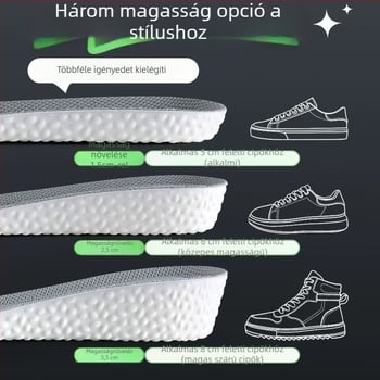 Magasságot növelő talpbetét – láthatatlan, lélegző, dezodoráló, PU anyag, uniszex