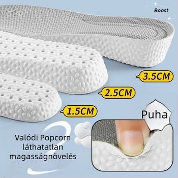 Magasságot növelő talpbetét – láthatatlan, lélegző, dezodoráló, PU anyag, uniszex