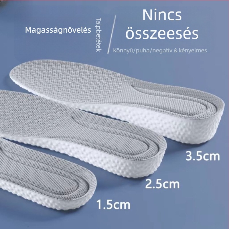 Magasságot növelő talpbetét – láthatatlan, lélegző, dezodoráló, PU anyag, uniszex
