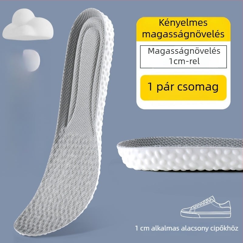 Magasságot növelő talpbetét – láthatatlan, lélegző, dezodoráló, PU anyag, uniszex