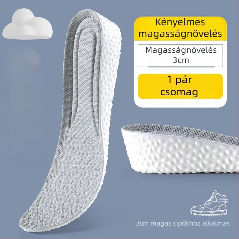Magasságot növelő talpbetét – láthatatlan, lélegző, dezodoráló, PU anyag, uniszex