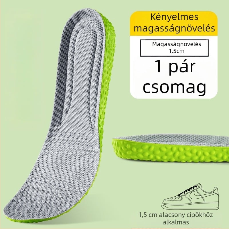 Magasságot növelő talpbetét – láthatatlan, lélegző, dezodoráló, PU anyag, uniszex