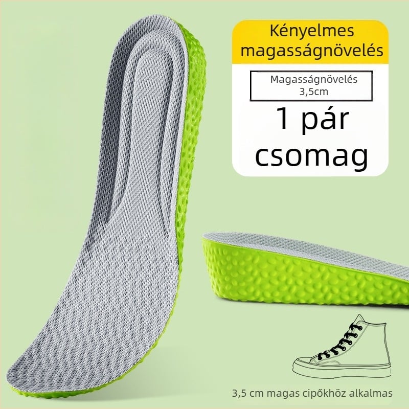 Magasságot növelő talpbetét – láthatatlan, lélegző, dezodoráló, PU anyag, uniszex