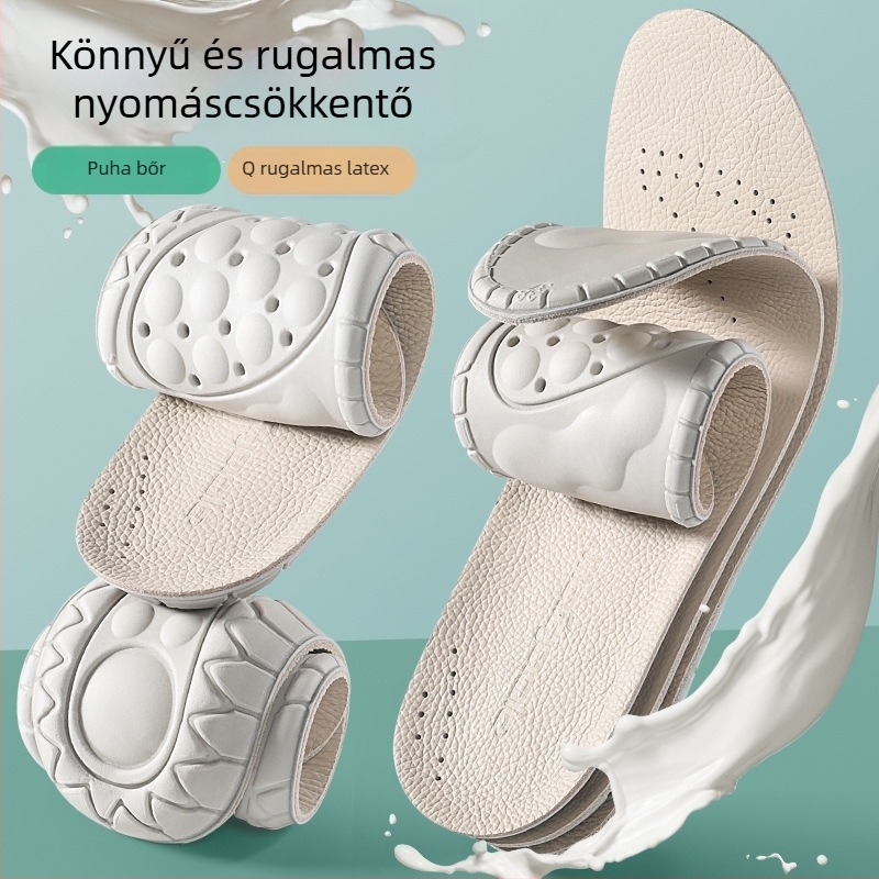 Valódi bőr és latex talpbetét, nedvesség-elvezető, teljes hosszúságú talpbetét, uniszex, sportcipőkhöz, bőrökhöz, csizmákhoz, casual, munkához