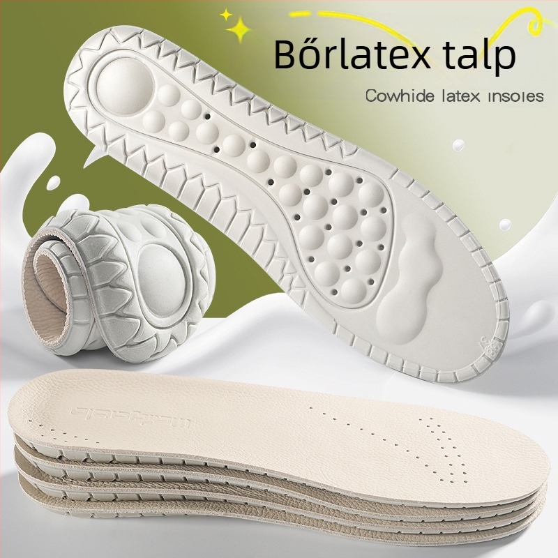 Valódi bőr és latex talpbetét, nedvesség-elvezető, teljes hosszúságú talpbetét, uniszex, sportcipőkhöz, bőrökhöz, csizmákhoz, casual, munkához
