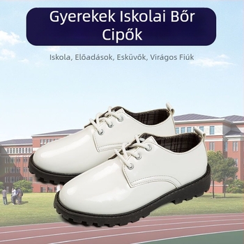 Fiúknak szóló bőrből készült cipő, puha gumi talppal, brit stílus, oldalsó cipzár, tavasz–ősz szezonra