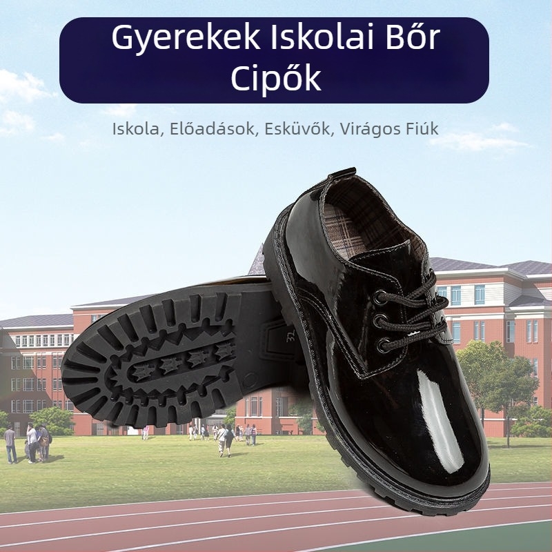 Fiúknak szóló bőrből készült cipő, puha gumi talppal, brit stílus, oldalsó cipzár, tavasz–ősz szezonra