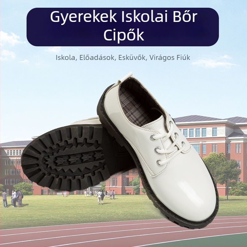 Fiúknak szóló bőrből készült cipő, puha gumi talppal, brit stílus, oldalsó cipzár, tavasz–ősz szezonra