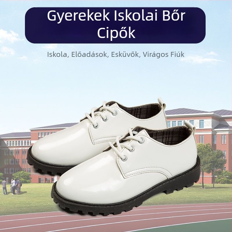 Fiúknak szóló bőrből készült cipő, puha gumi talppal, brit stílus, oldalsó cipzár, tavasz–ősz szezonra