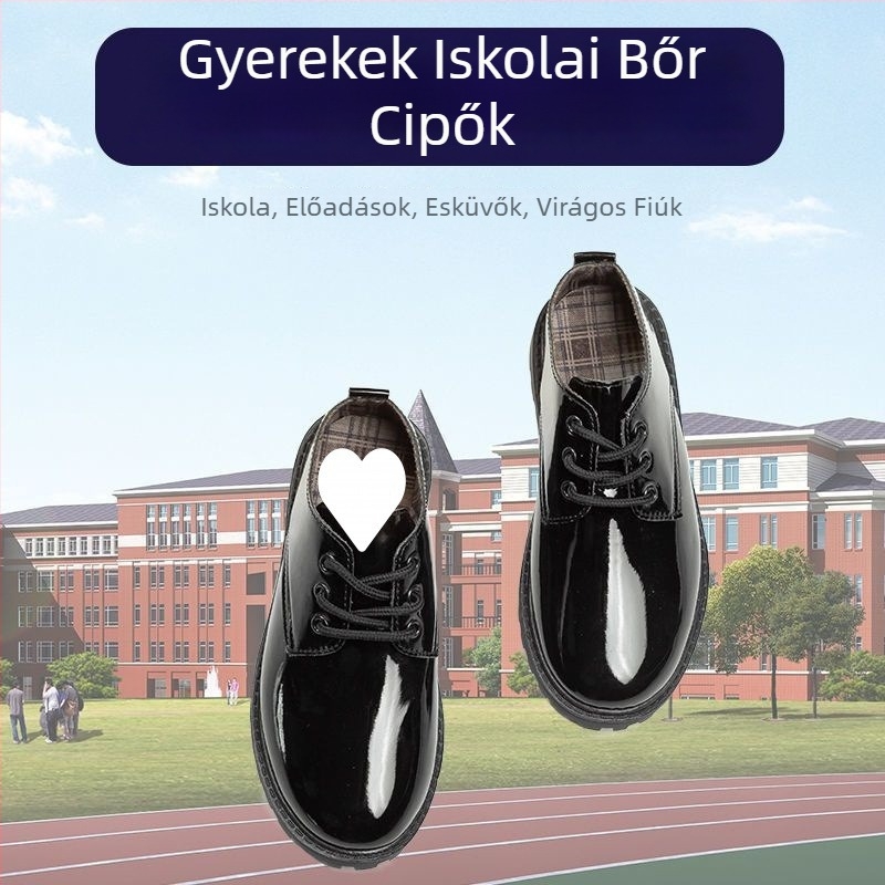 Fiúknak szóló bőrből készült cipő, puha gumi talppal, brit stílus, oldalsó cipzár, tavasz–ősz szezonra