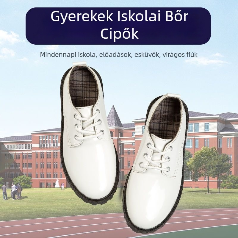 Fiúknak szóló bőrből készült cipő, puha gumi talppal, brit stílus, oldalsó cipzár, tavasz–ősz szezonra