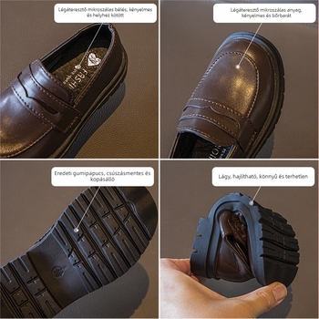 Gyerekeknek készült fényes bőr tornacipő, vízálló gumitalp, alacsony felső rész, légáteresztő, tavasz–ősz