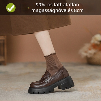 Női casual bőrlóferek - kerek orr, mikroszálas felsőrész, rejtett sarok 6–8 cm, gumitalp