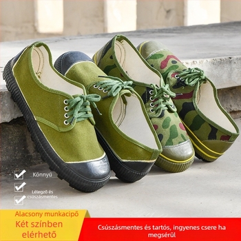 Uniszex vászon sneaker camufláž mintával és gumírozott talppal, alacsony felső rész, fűző elöl