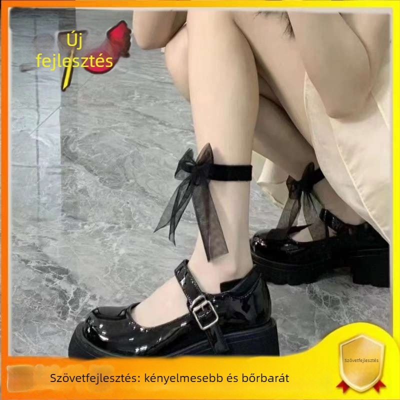 Női Mary Jane cipők, japán stílus, felső rész mikroszálas bőrből, 8 cm feletti sarok, gumírozott talp