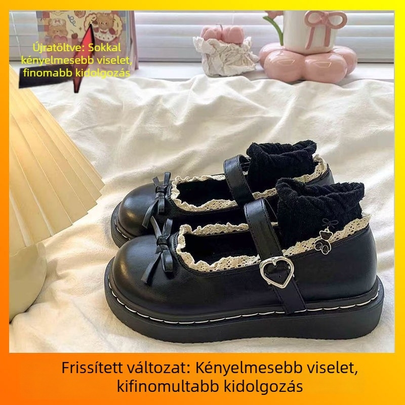 Koreai stílusú Mary Jane lapos cipő, kerek orr, PU felsőrész, alacsony sarok 3 cm alatt, záródás egy csattal
