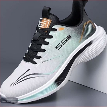 Férfi futócipő - könnyű és légáteresztő PU felsőrész, csíkos mintázat, injektált talp, alacsony sarok 1–3 cm