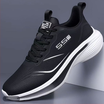 Férfi futócipő - könnyű és légáteresztő PU felsőrész, csíkos mintázat, injektált talp, alacsony sarok 1–3 cm