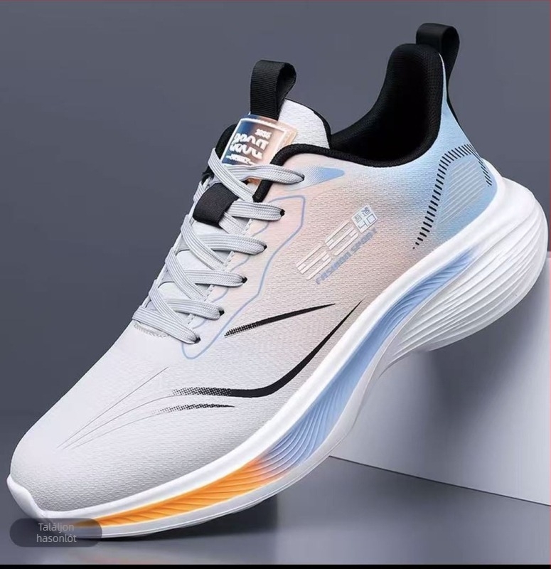 Férfi futócipő - könnyű és légáteresztő PU felsőrész, csíkos mintázat, injektált talp, alacsony sarok 1–3 cm