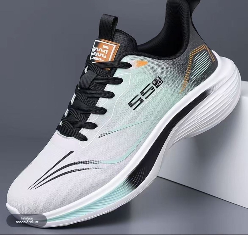 Férfi futócipő - könnyű és légáteresztő PU felsőrész, csíkos mintázat, injektált talp, alacsony sarok 1–3 cm