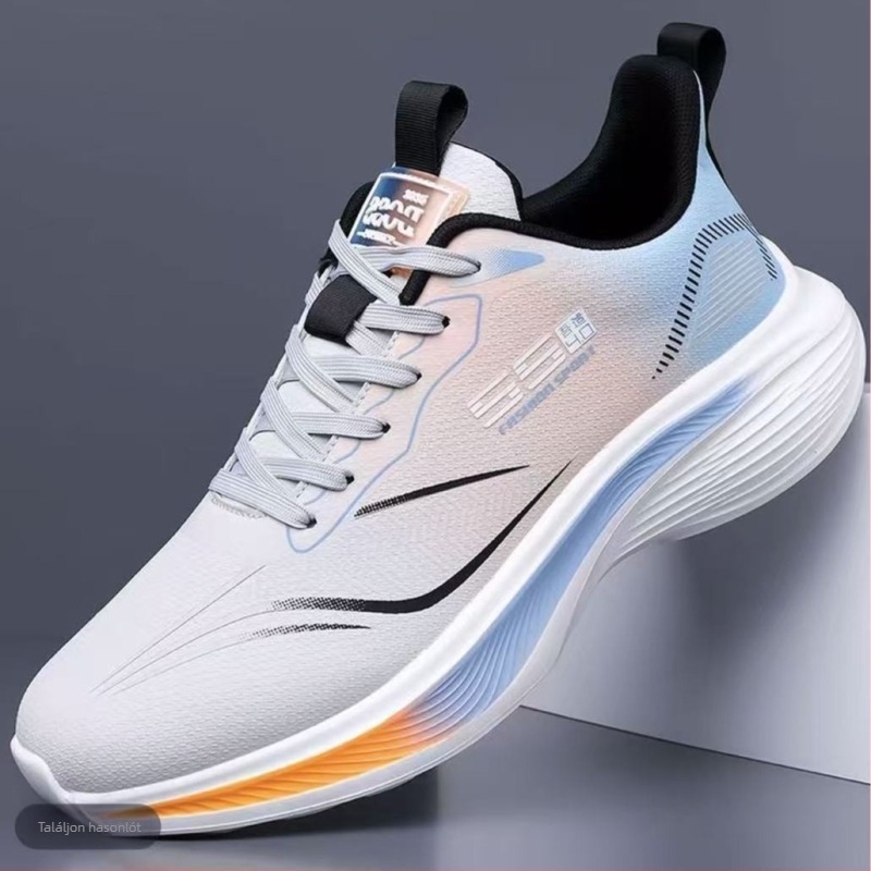 Férfi futócipő - könnyű és légáteresztő PU felsőrész, csíkos mintázat, injektált talp, alacsony sarok 1–3 cm