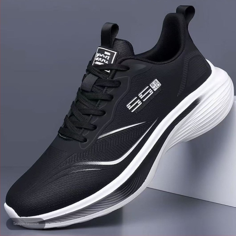 Férfi futócipő - könnyű és légáteresztő PU felsőrész, csíkos mintázat, injektált talp, alacsony sarok 1–3 cm