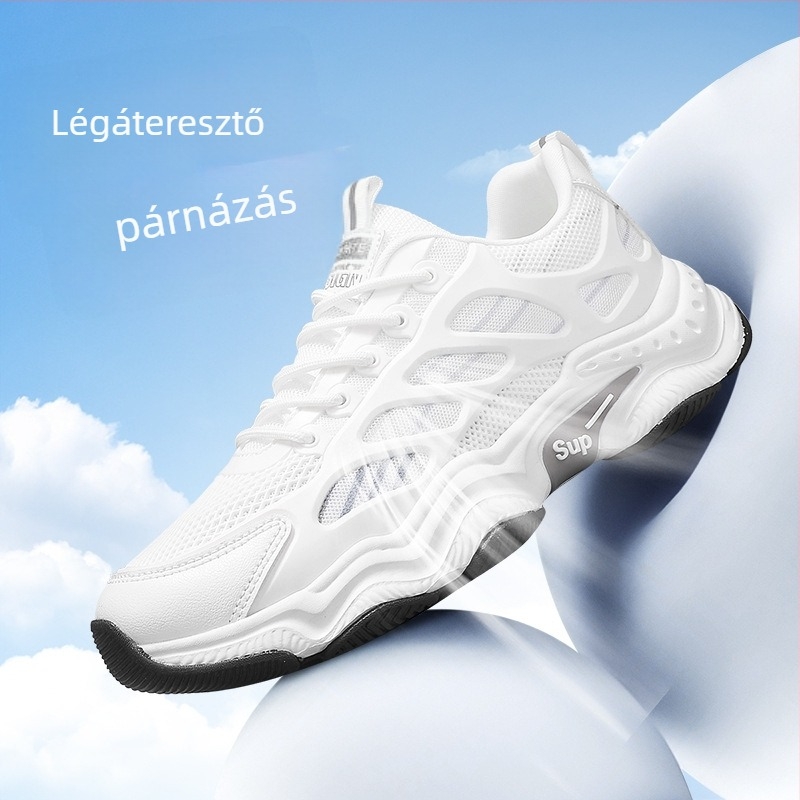 Férfi sportcipő, lélegző műbőr felsőrész, talp TPR, fűzőzárás, alacsony profil, kör alakú orr (Légáteresztő; Felsőrész: műbőr; Sól: TPR; Zárás: fűző; Orr: kör)