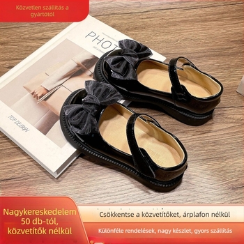 Lányoknak készült bőr cipő Velcro-zárással, alacsony felsőrésszel, gumírozott talppal, PU talptalppal, 7–12 éveseknek