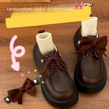 Női vastag talpú loaferek masnival, egyetemi stílus, alacsony sarok 3 cm alatt