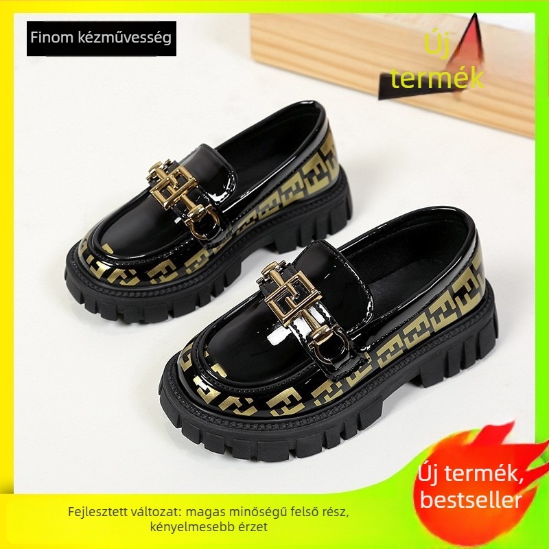 PU bőr loafer lányoknak — alacsony felső rész, gumírozott talp, textil belső talp, kopásálló