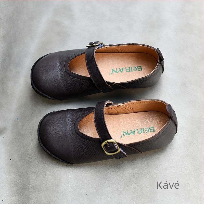 Gyerekeknek készült retro bőrcipő lányoknak, természetes bőr felsőrész, Velcro zárás, műanyag talp