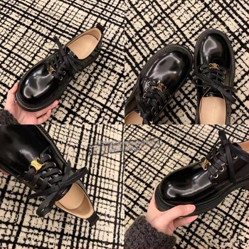 Női bőr loafers kerek orrú, alacsony felső rész, gumitalp, középtalpas 3–5 cm