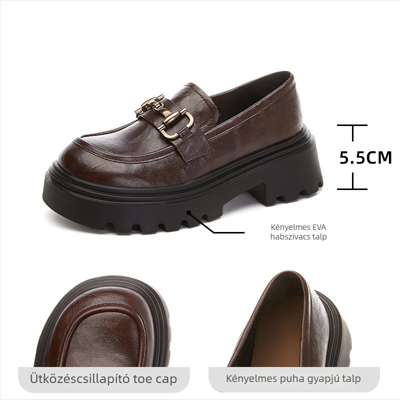 Női báránybőr loaferek kétoldalas felsőrésszel + PU, EVA talp, középtok 3–6 cm, slip-on, kollégiumi stílus