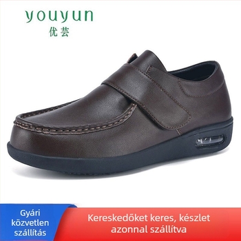 Uniszex Velcro bőr casual cipő, felső rész: másodlagos tehénbőr, MD talp, kerek orr, alacsony sarok 1–3 cm