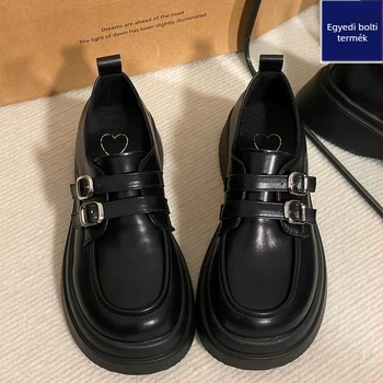 Női loaferok, kerek orrú, PU felsőrész, vastag talp 6–8 cm, középmagas szár