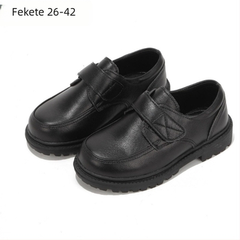9302 Fiúknak készült bőr felső cipő színpadi, fekete, lakkozott felülettel, légáteresztő, puha talp, Velcro-zár