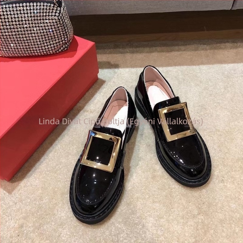 Női loaferek slip-on, alacsony boka, vastag gumírozott talp, 3–5 cm sarok, kerek orr