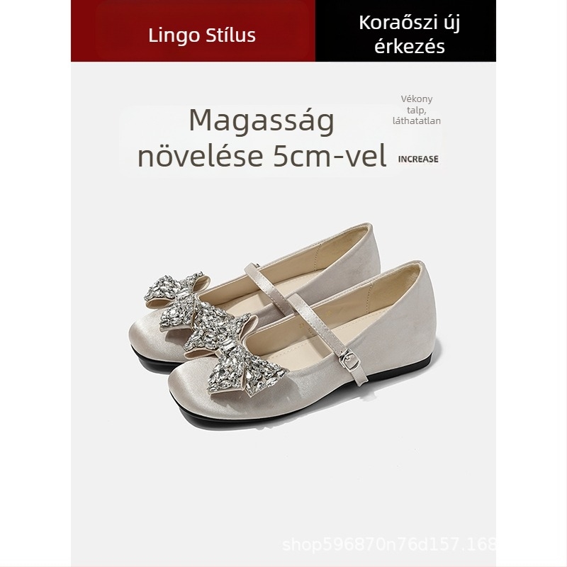 Szatén felsőrészű Mary Jane cipő, kerek orr, 3–6 cm sarokmagasság, gumírozott talp, PU belső