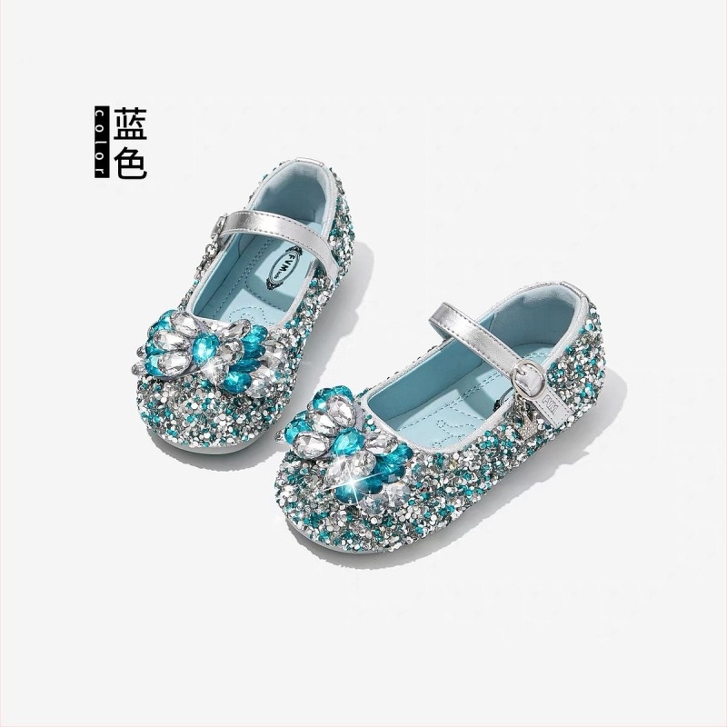 Lányos balerina cipő kristályos díszítéssel és Velcro záródással, PU felsőrész, PU bélés, EVA talp, gumírozott talp