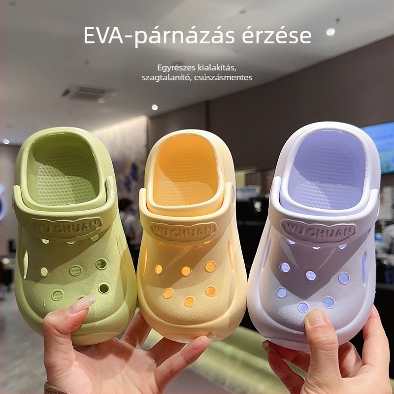 Crocs-stílusú beltéri gyerek szandálok, EVA felső, csúszásmentes talp, szag elleni védelem, uniszex, Tavasz 2025