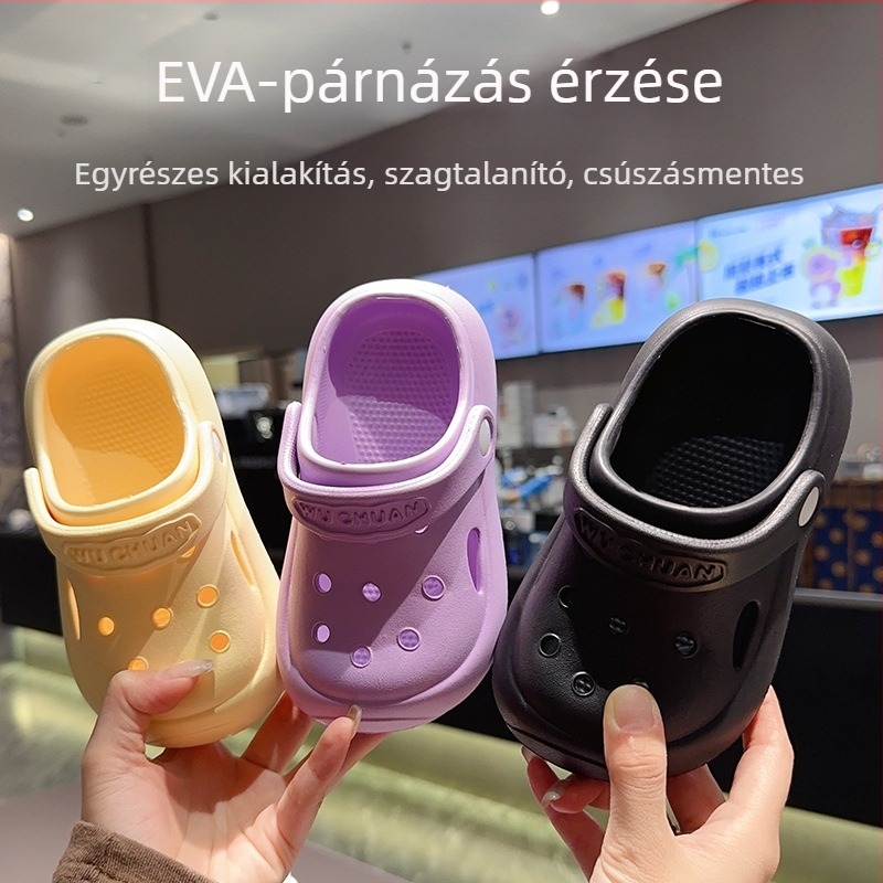 Crocs-stílusú beltéri gyerek szandálok, EVA felső, csúszásmentes talp, szag elleni védelem, uniszex, Tavasz 2025