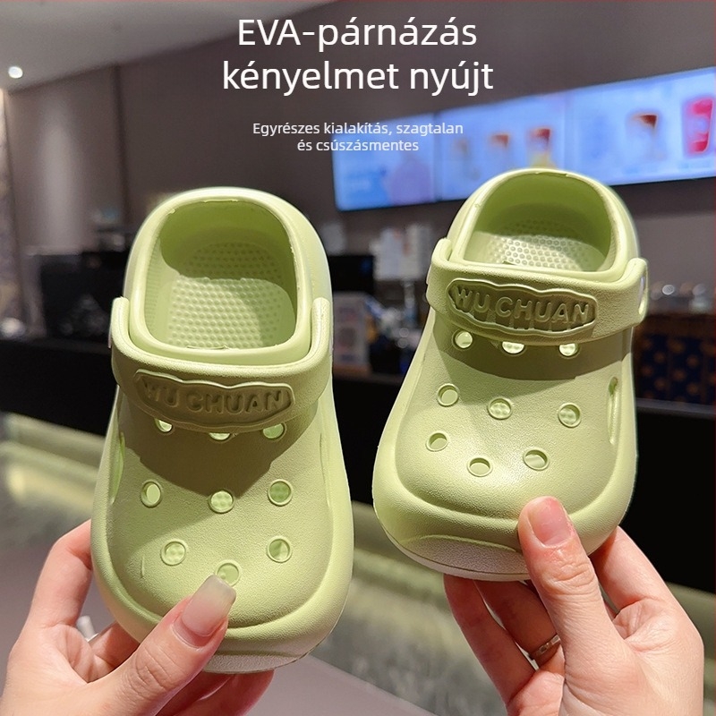 Crocs-stílusú beltéri gyerek szandálok, EVA felső, csúszásmentes talp, szag elleni védelem, uniszex, Tavasz 2025