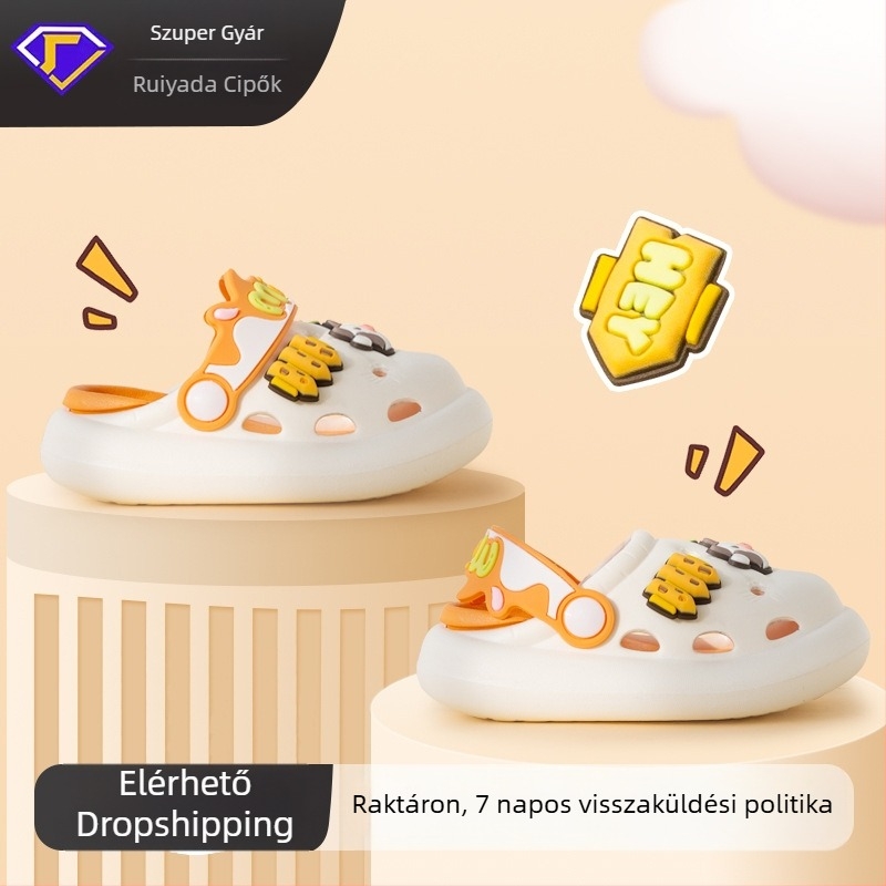 New Piggy gyerekek EVA Croc-stílus papucsai, Cartoon mintás papucsok fiúknak és lányoknak, beltéri és kültéri használatra