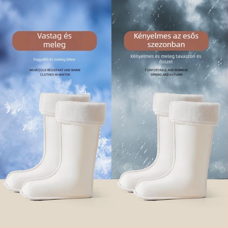 Uniszex PVC esőcsizma magas szárú, vastag bélésű, középmagas sarok 3–5 cm