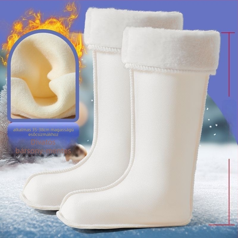 Uniszex PVC esőcsizma magas szárú, vastag bélésű, középmagas sarok 3–5 cm